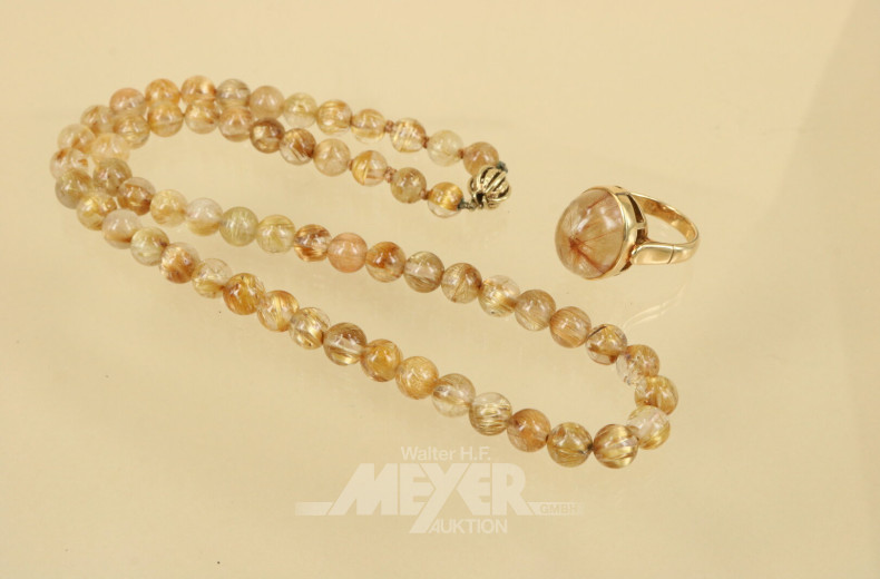 Schmuckset, best. aus: 1 Halbedelsteinkette und 1 Ring