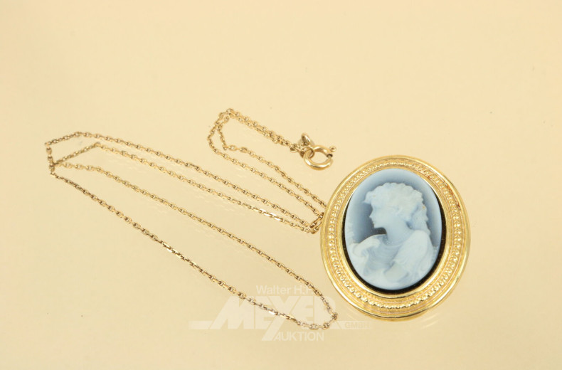 Kette mit Kamee-Broschenanhänger