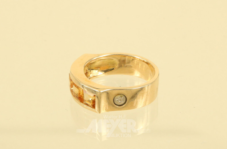 Damenring besetzt mit 5 Citrinsteinen