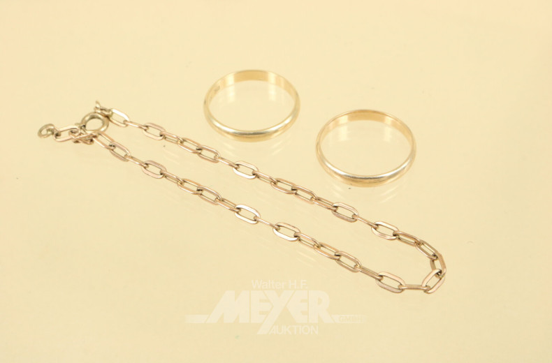 2 Paar Trauringe und 1 Armband