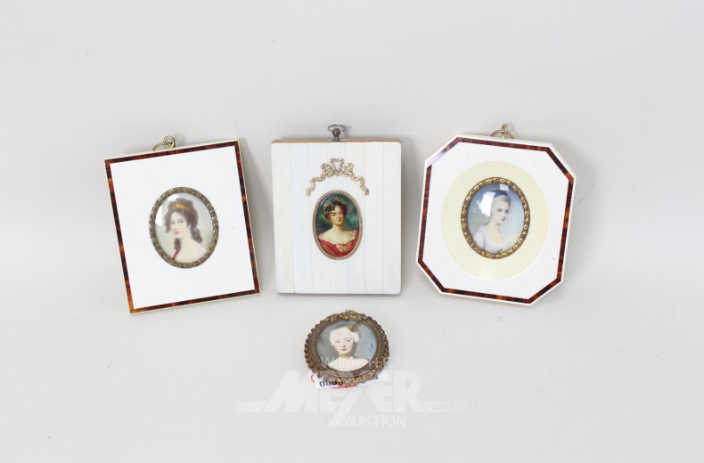 4 Miniaturbilder "Damenportraits"