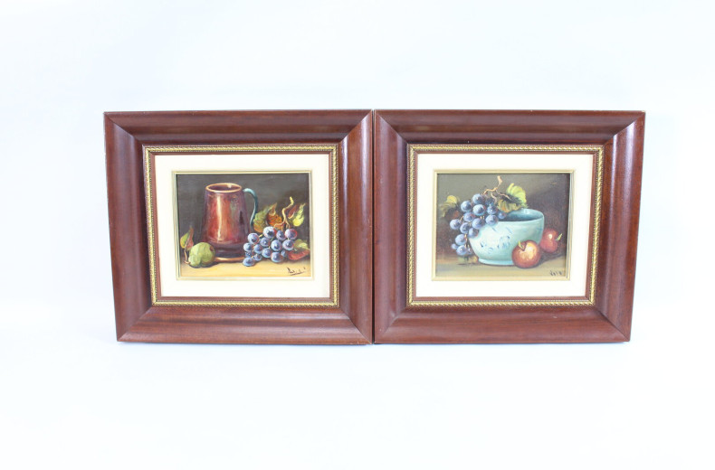 Paar Gemälde "Stillleben mit Trauben"