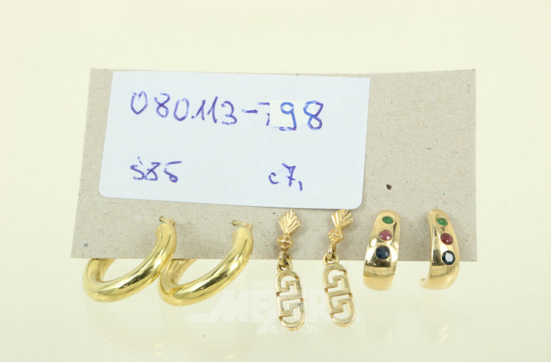 3 Paar Ohrringe u. Creolen