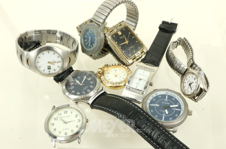 Posten Modeschmuck, u. Armreifen, Armbanduhren, Ketten, Ringe etc.