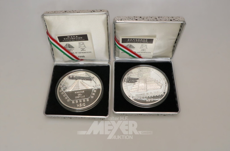2 Mexiko - 10 Pesos zu 5 Unzen Silber fein
