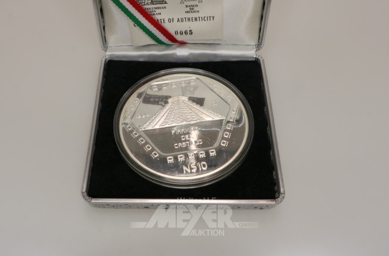 2 Mexiko - 10 Pesos zu 5 Unzen Silber fein