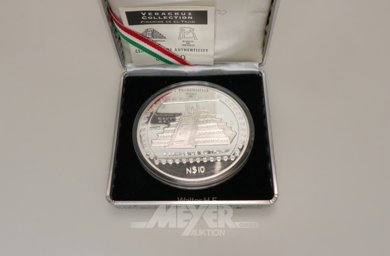 2 Mexiko - 10 Pesos zu 5 Unzen Silber fein