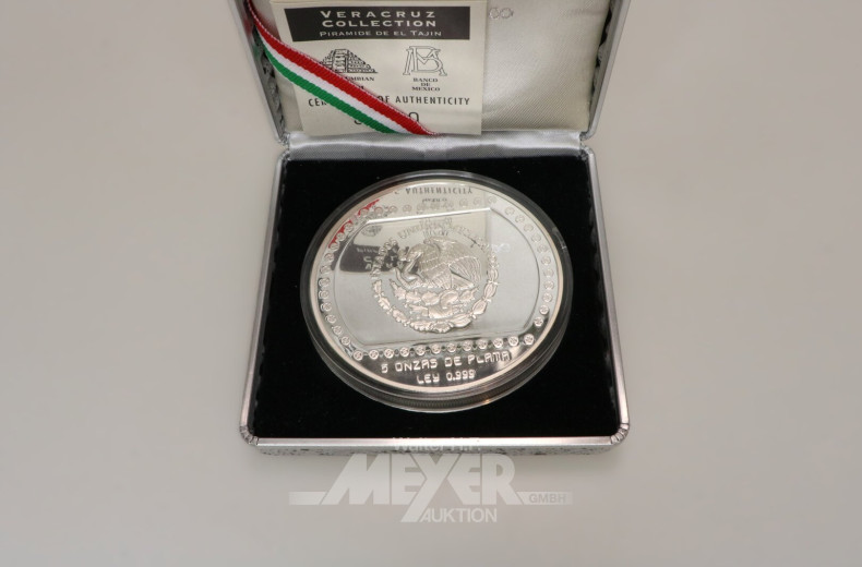 2 Mexiko - 10 Pesos zu 5 Unzen Silber fein