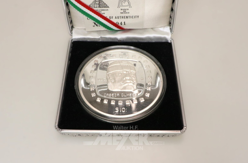 2 Mexiko - 10 Pesos zu 5 Unzen Silber fein
