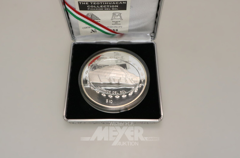 2 Mexiko - 10 Pesos zu 5 Unzen Silber fein