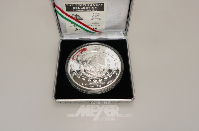 2 Mexiko - 10 Pesos zu 5 Unzen Silber fein