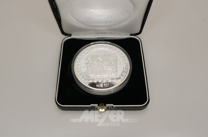 2 Mexiko - 10 Pesos zu 5 Unzen Silber fein
