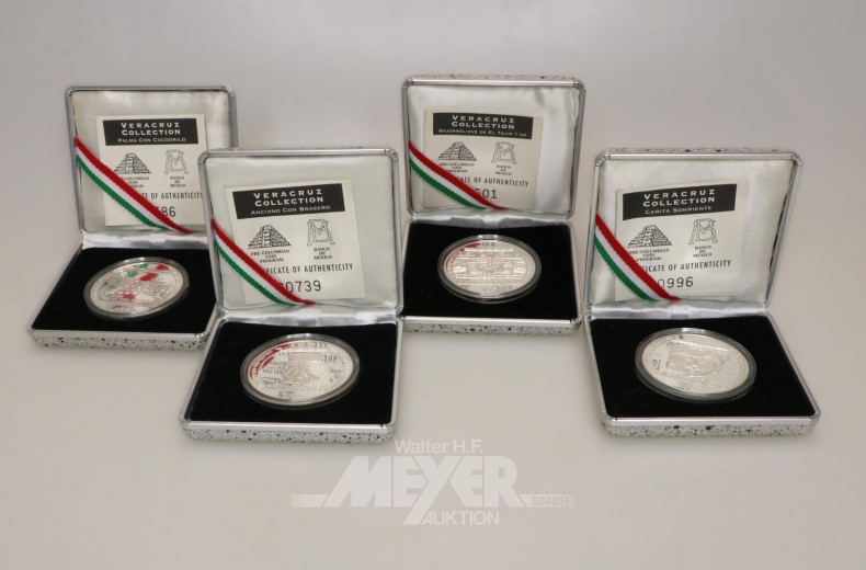 4 Mexiko - Silbermünzen aus 'The Veracruz Collection' 1993