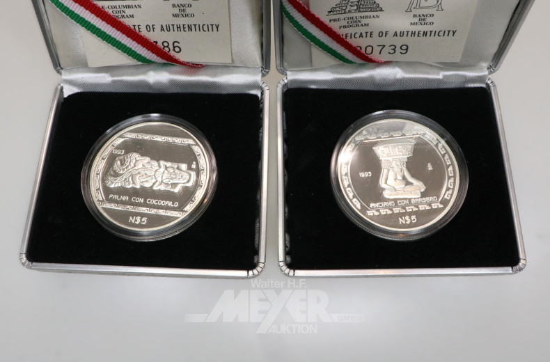 4 Mexiko - Silbermünzen aus 'The Veracruz Collection' 1993
