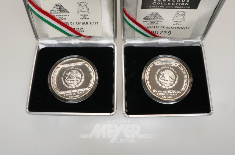 4 Mexiko - Silbermünzen aus 'The Veracruz Collection' 1993