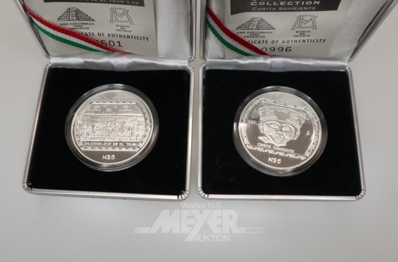 4 Mexiko - Silbermünzen aus 'The Veracruz Collection' 1993