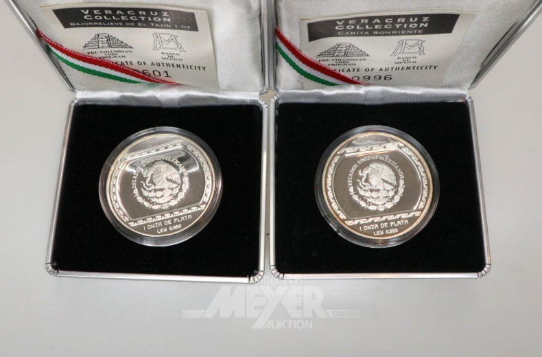4 Mexiko - Silbermünzen aus 'The Veracruz Collection' 1993