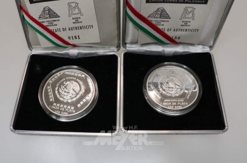 4 Mexiko - Silbermünzen aus 'The Maya Collection' 1994