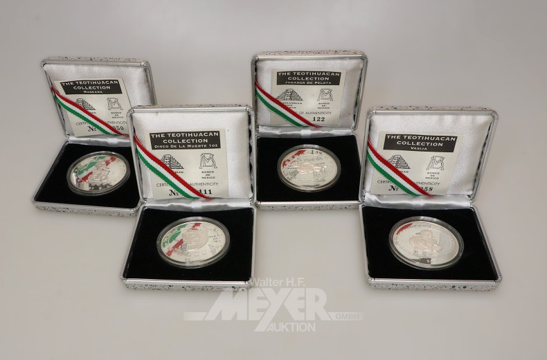 4 Mexiko - Silbermünzen aus 'The Teotihuacan Collection' 1997