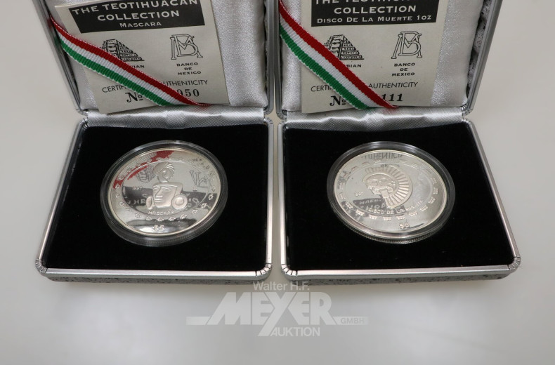 4 Mexiko - Silbermünzen aus 'The Teotihuacan Collection' 1997