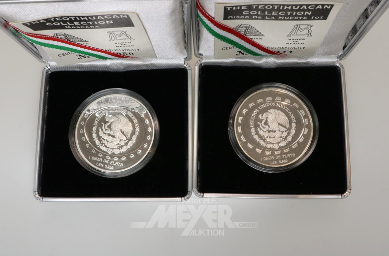 4 Mexiko - Silbermünzen aus 'The Teotihuacan Collection' 1997