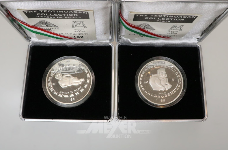 4 Mexiko - Silbermünzen aus 'The Teotihuacan Collection' 1997