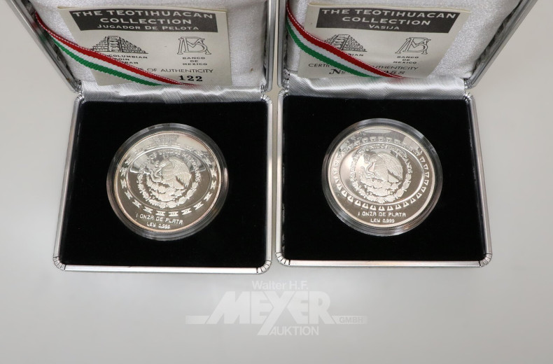4 Mexiko - Silbermünzen aus 'The Teotihuacan Collection' 1997