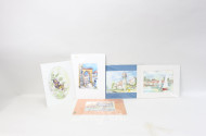 Posten div. Aquarelle und Graphiken "Landschaften, Blumenstlleben, Stadtansichten"