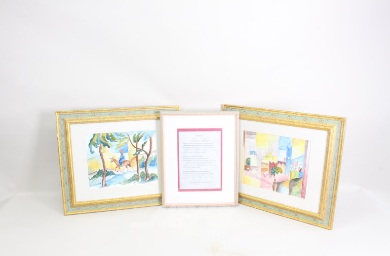 Posten div. Aquarelle und Graphiken "Landschaften, Blumenstlleben, Stadtansichten"