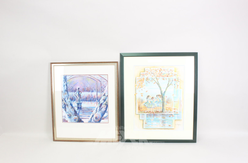 Posten div. Aquarelle und Graphiken "Landschaften, Blumenstlleben, Stadtansichten"