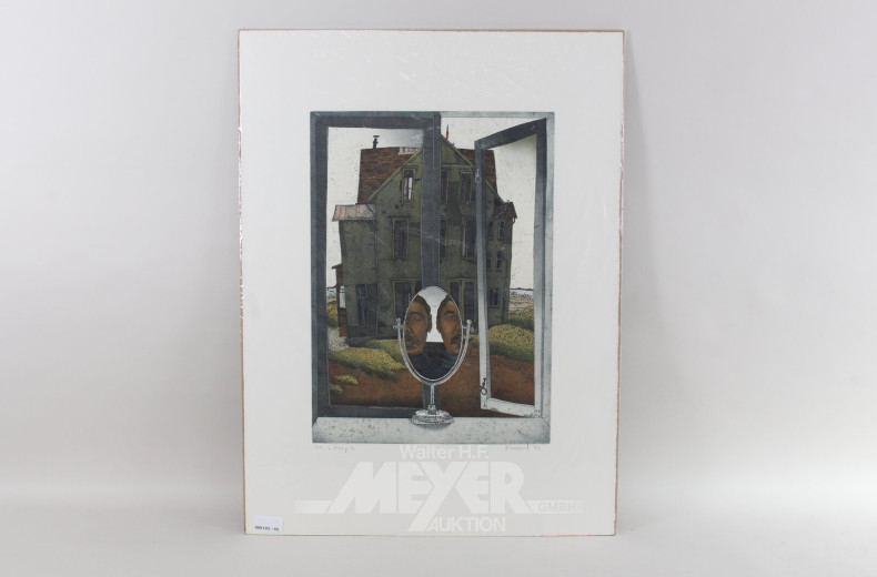 Paar Farbradierungen 'Das Rouleau' und 'Hospiz'