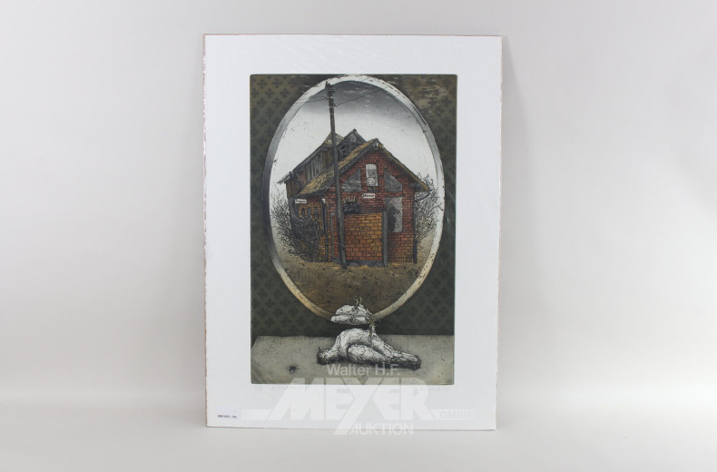 Paar Farbradierungen 'Örtlichkeit' und 'Osterfenster'