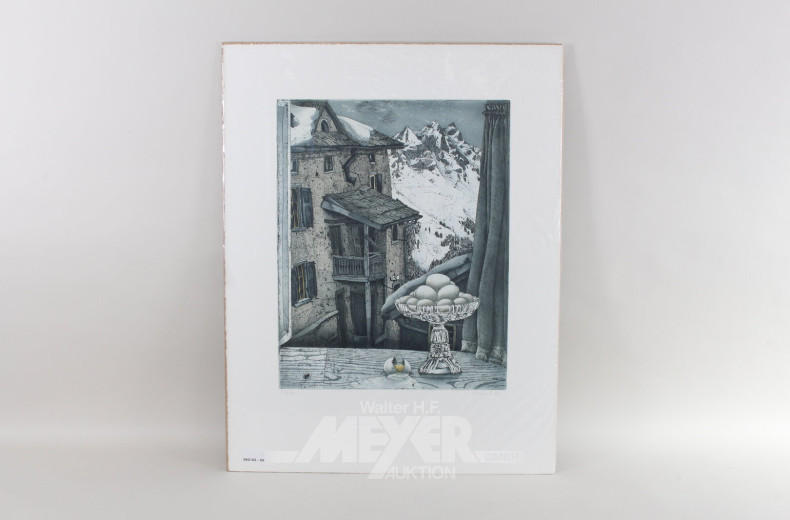 Paar Farbradierungen 'Örtlichkeit' und 'Osterfenster'