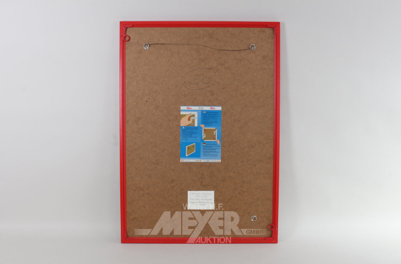 Paar Farbradierungen 'Zwei Wolken für Margritte' und 'Nähmaschine'