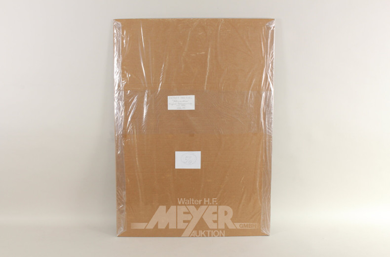 Paar Farbradierungen 'Zwei Wolken für Margritte' und 'Nähmaschine'