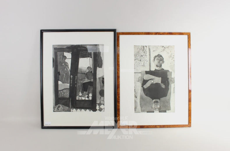 Paar Radierungen 'Till-Till' und 'Maler u. Modell'