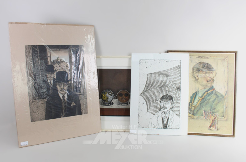 4 Radierungen und Drucke mit Selbstporträts