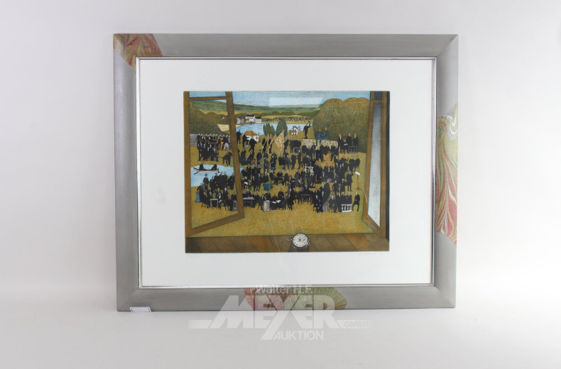 Paar Farbradierungen 'Preisverleihung' und 'L'Oiseau heureux'