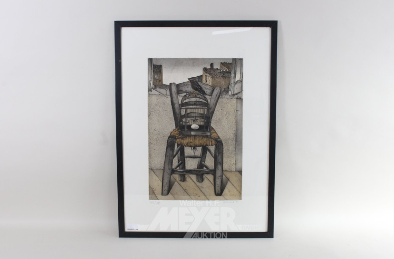 Paar Farbradierungen 'Preisverleihung' und 'L'Oiseau heureux'