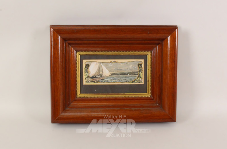 Holzstich "Segelboot auf See"