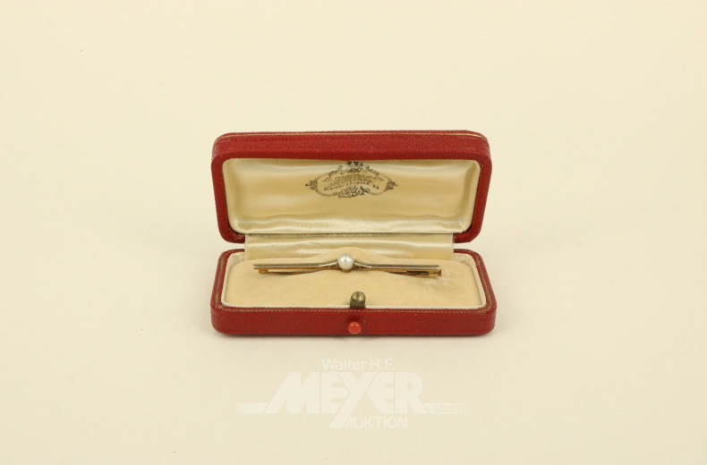 Stabnadel, 585er GG/WG, mit kleiner Perle