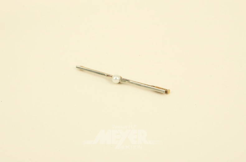 Stabnadel, 585er GG/WG, mit kleiner Perle