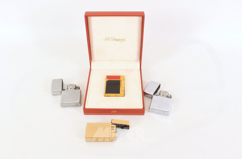 4 versch. Feuerzeuge u.a. Dupont