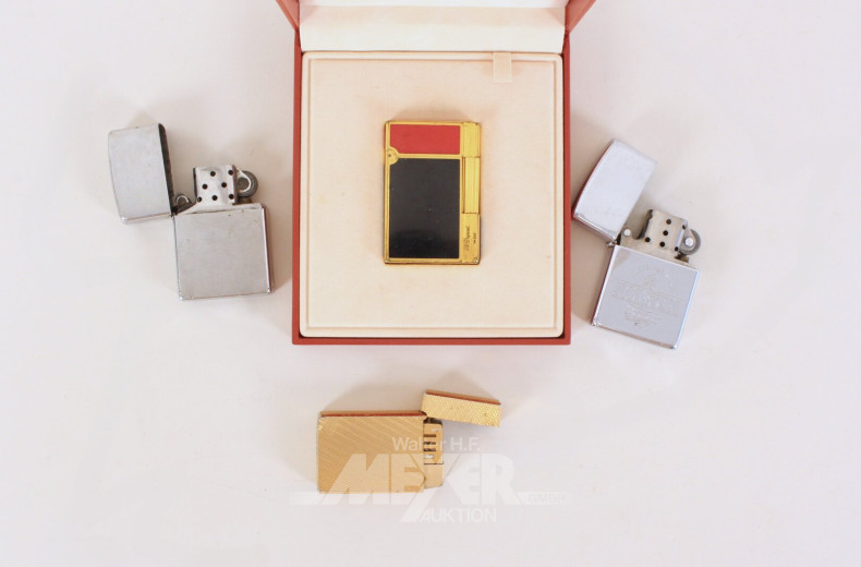 4 versch. Feuerzeuge u.a. Dupont