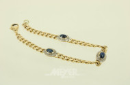 Panzerarmband mit 3 Saphiren-Cabochons