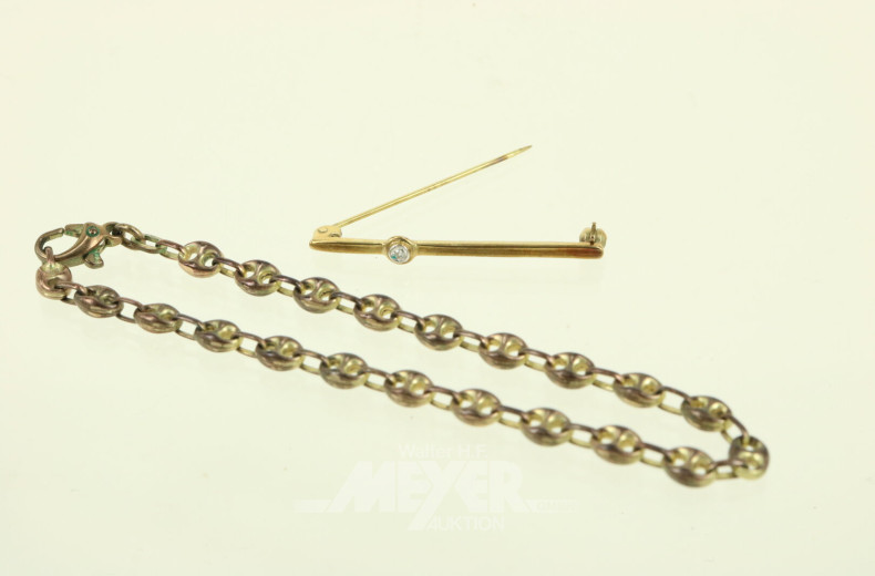Armband u. 1 Brosche, 333er GG