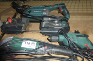3 div. Elektro- Handmaschinen; Bohrmaschine, Winkelschleifmaschine, mobile Bandsäge