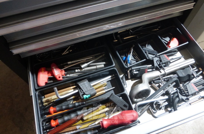 Werkstattwagen 7 Züge mit Inhalt: Hand- und Montagewerkzeug, reichhaltig gefüllt