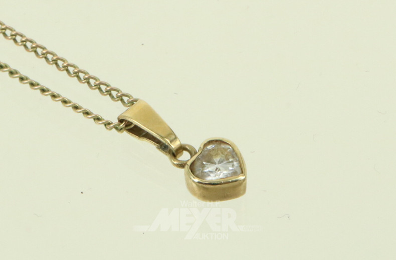 Kette mit 1 Herzschliff-Solitär-Schmuckstein