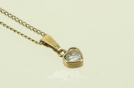 Kette mit 1 Herzschliff-Solitär-Schmuckstein